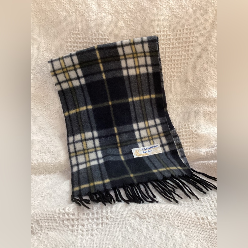 Royal Rossi Black and Yellow Plaid Cashmere Scarf